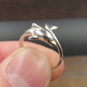 Size 5 Sterling Silver Simple Animal Dolphin Band Ring Bohemian Everyday